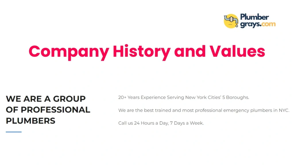 Company History and Values with Plumbing Company Bio